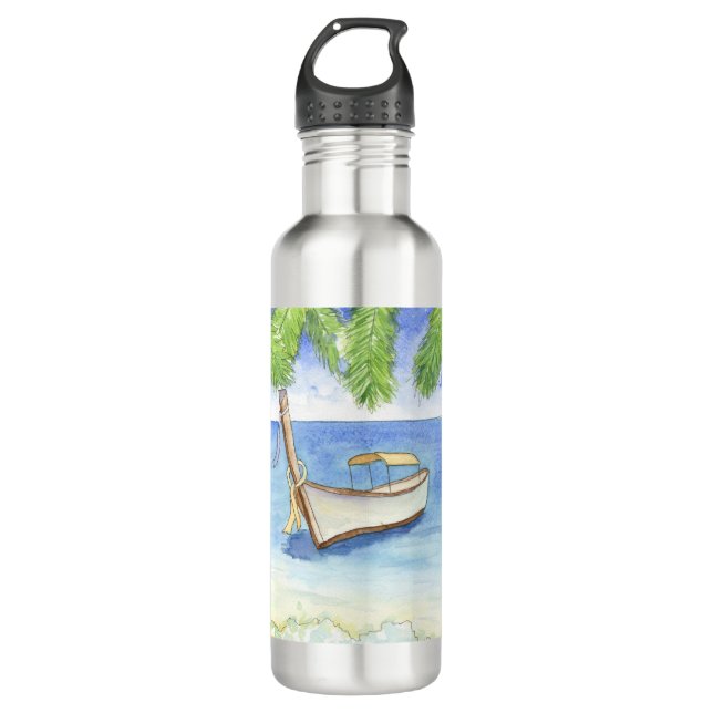 Morning in Bali Watercolor 710 Ml Water Bottle (Front)