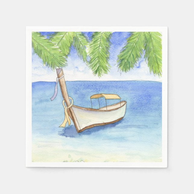 Morning in Bali Watercolor Napkin (Front)