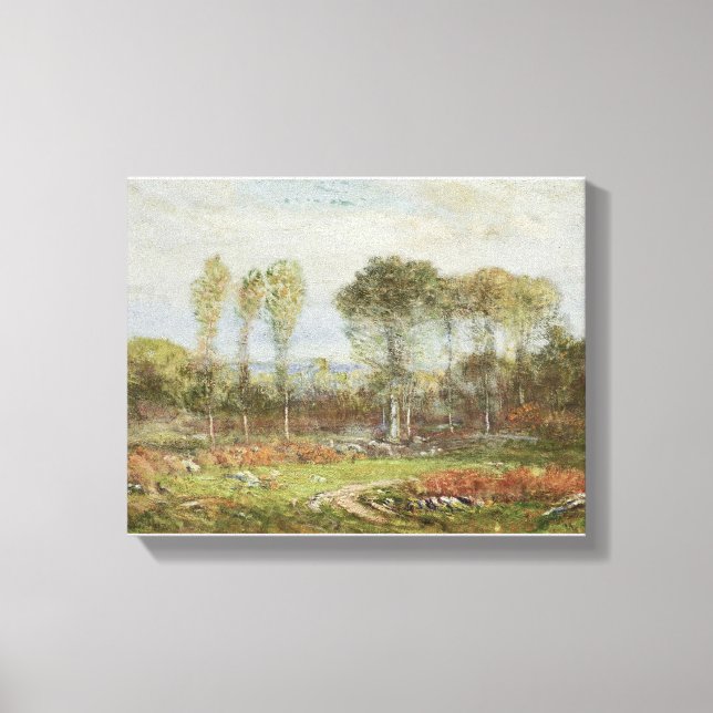 Morning in September by Dwight William Tryon Green Canvas Print (Front)
