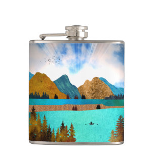 Morning Lake Rower Hip Flask