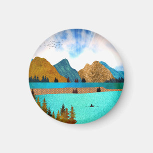 Morning Lake Rower Magnet