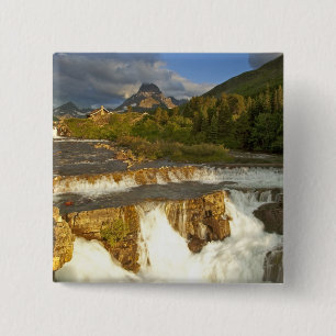 Morning light greets Swiftcurrent Falls in the 2 Inch Square Button