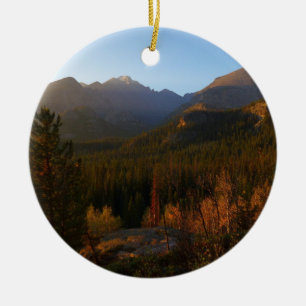 Morning Light on Rocky Mountains in Autumn Ceramic Ornament