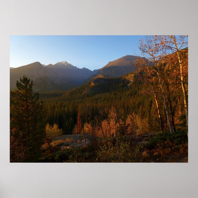 Morning Light on Rocky Mountains in Autumn Poster (Front)
