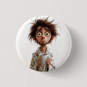 Morning Madness: Coffee First, Questions Later 1 Inch Round Button