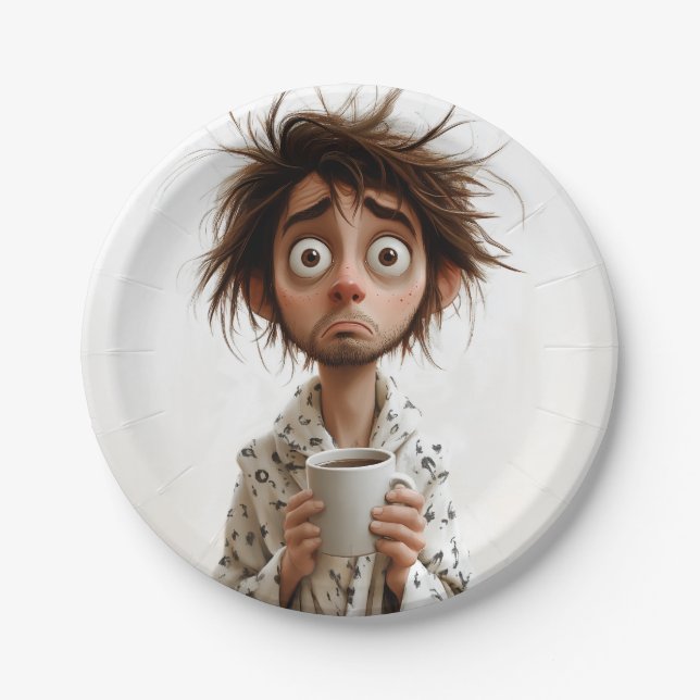 Morning Madness: Coffee First, Questions Later Paper Plate (Front)