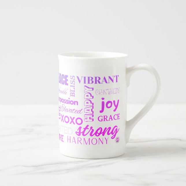Morning Mantra I AM Inspirational High Vibe Words  Bone China Mug (Right)