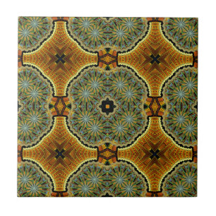 Morning Market Green and Gold Geometric Pattern Tile