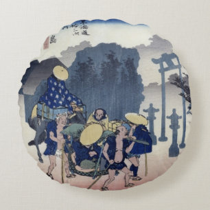 Morning Mist at Mishima Round Pillow