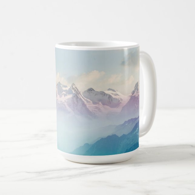 Morning Mist in an Alpine Valley Coffee Mug (Front Right)