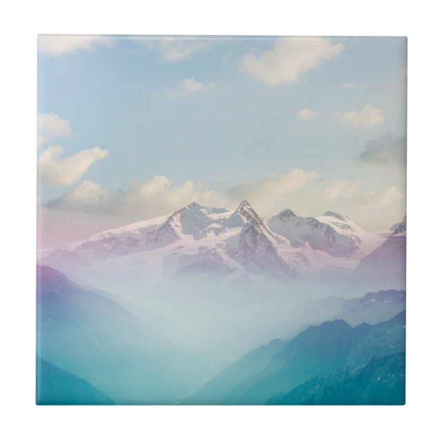 Morning Mist in an Alpine Valley Tile (Front)