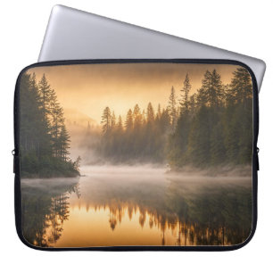 Morning Mist on River in the Pines Laptop Sleeve