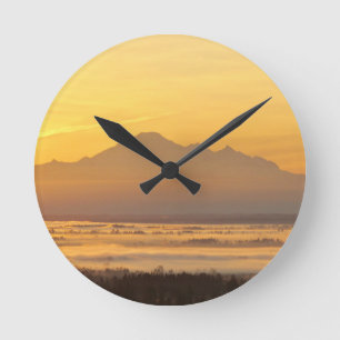 Morning Mountain Magic.  Round Clock