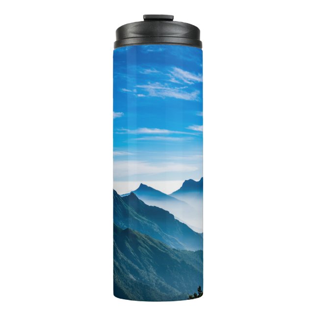Morning Mountains Mist Landscape Thermal Tumbler (Front)