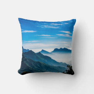 Morning Mountains Mist Landscape Throw Pillow