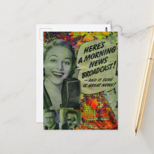 Morning News Retro Mixed Media Collage Postcard