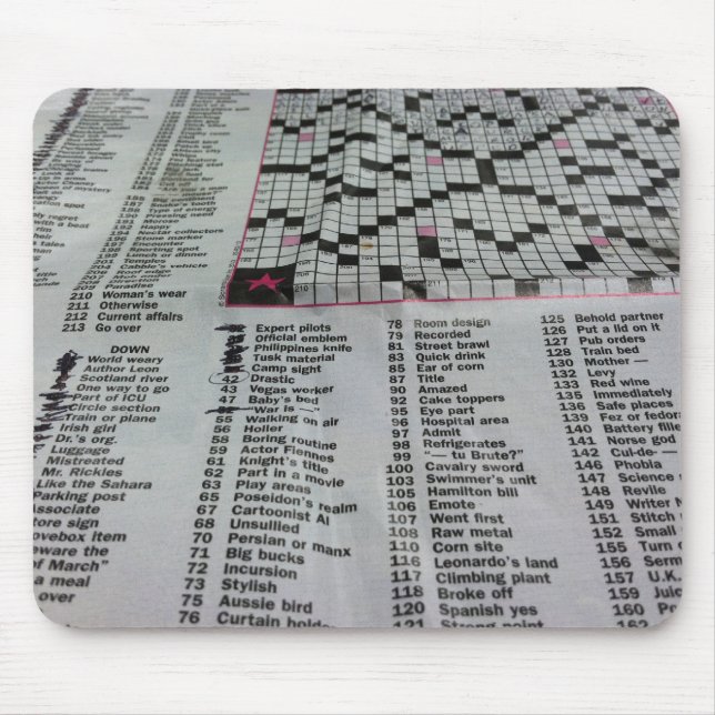 Morning Newspaper Crossword Puzzle Mouse Pad (Front)
