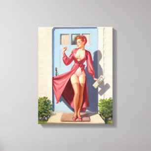 Morning Newspaper Pin-Up Girl Canvas Print