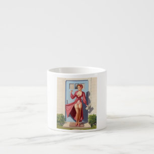 Morning Newspaper Pin-Up Girl Espresso Cup