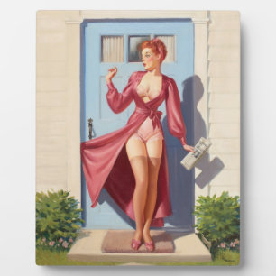 Morning Newspaper Pin-Up Girl Plaque