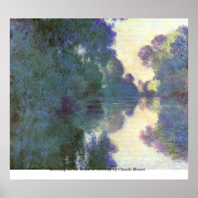 Morning on the Seine at Giverny by Claude Monet Poster (Front)