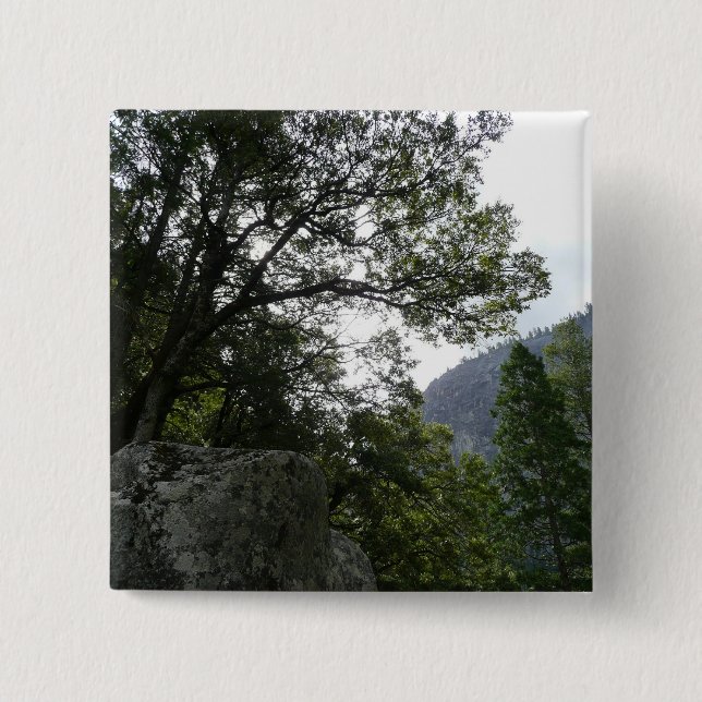 Morning on the Trail to Vernal Falls in Yosemite 2 Inch Square Button (Front)