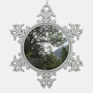 Morning on the Trail to Vernal Falls in Yosemite Snowflake Pewter Christmas Ornament