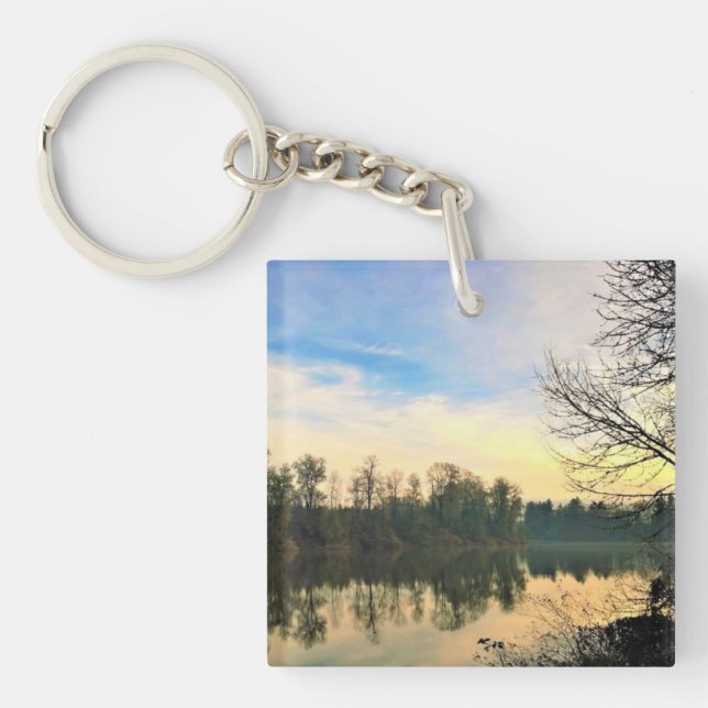 Morning on the Willamette River, OR Keychain (Front)