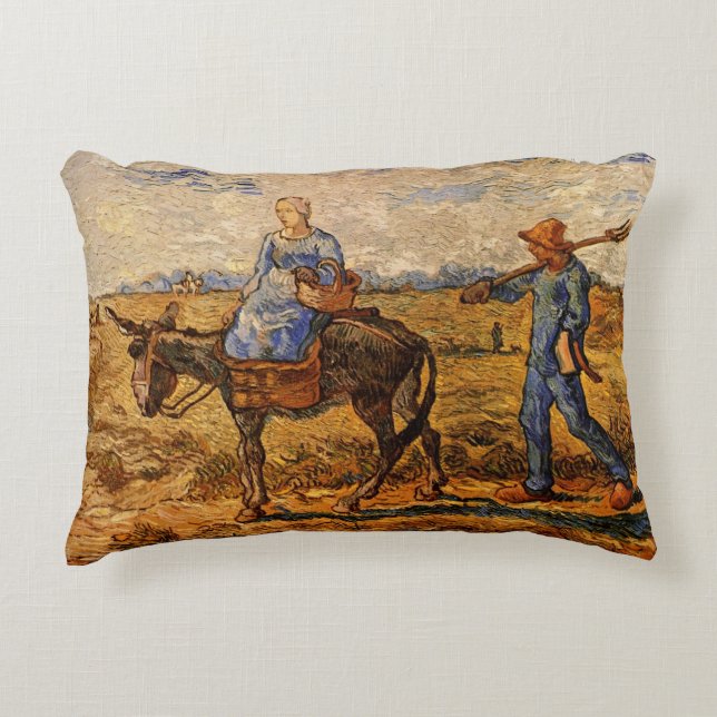 Morning, Peasant Couple by Vincent van Gogh Accent Pillow (Front)