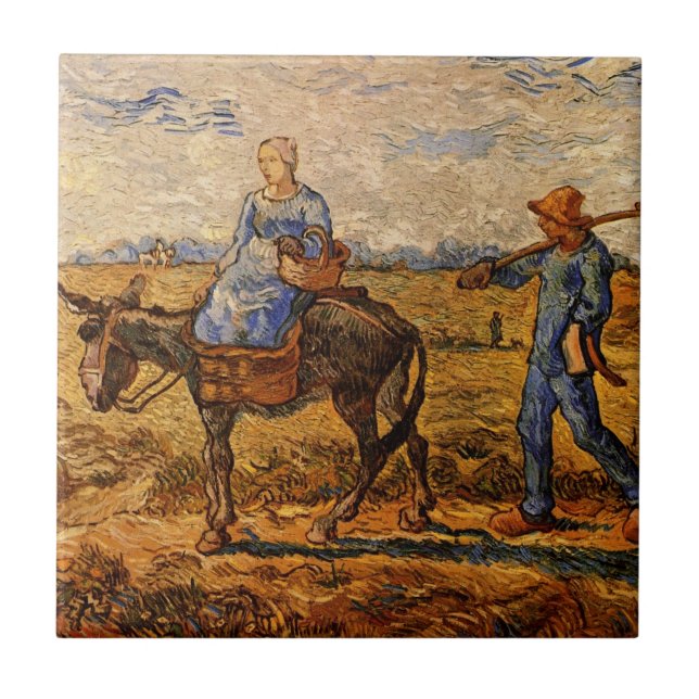 Morning, Peasant Couple by Vincent van Gogh Tile (Front)