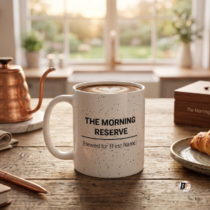 Morning Reserve Speckled Text Black White Coffee Mug