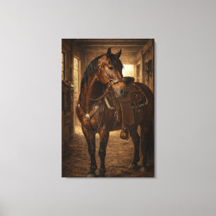 Morning Ride Horse Art Stretched Canvas Print