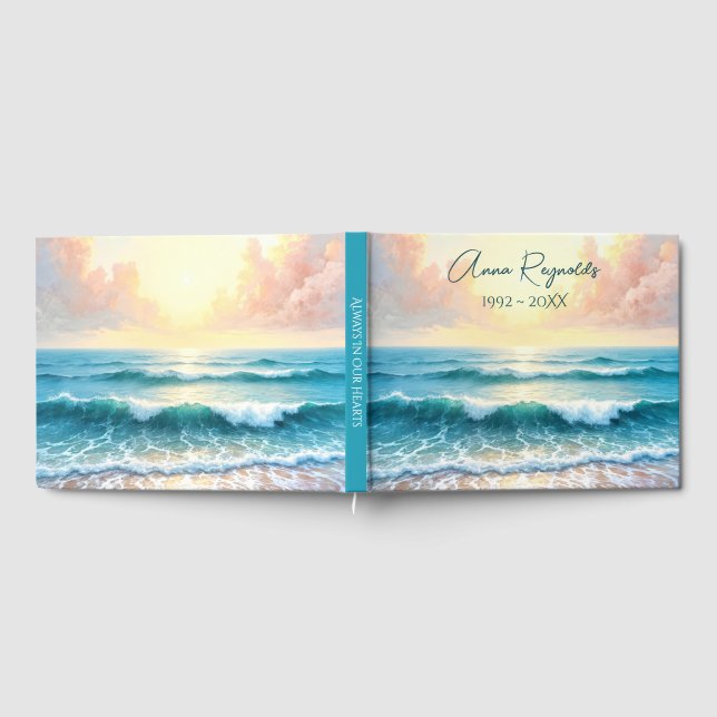 Morning Seascape For Memorial Service Guest Book (Full)