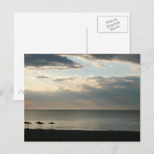 Morning sky over beach in Greece Scenery Photo Postcard