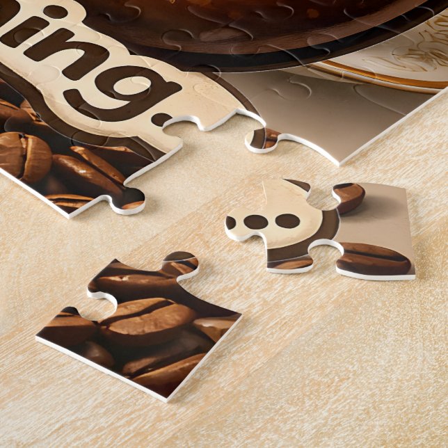 Morning, sleepy coffee bean funny relatable jigsaw puzzle (Side)
