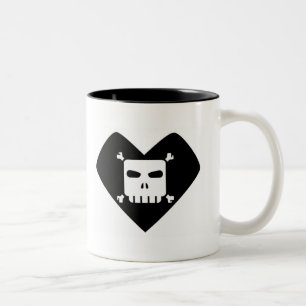 Morning Sorrows - Skull Heart Two-Tone Coffee Mug