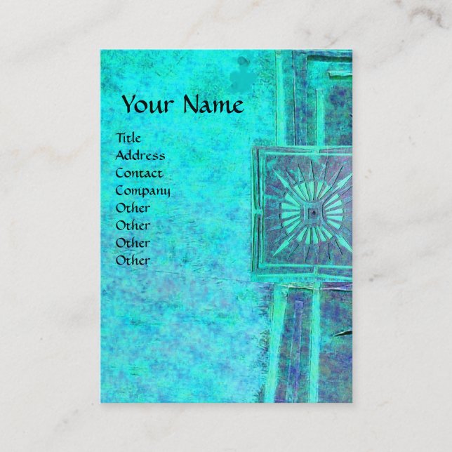 MORNING STAR 2 , MONOGRAM,Teal,Blue green,Turquase Business Card (Front)