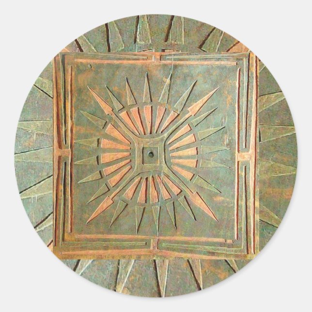 MORNING STAR ,green,brown yellow Classic Round Sticker (Front)