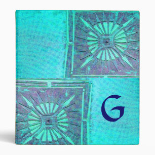 MORNING STAR MONOGRAM Aqua Blue Turquase,Teal Binder