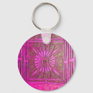 MORNING STAR Pink,Fuchsia Black, Monogram Keychain