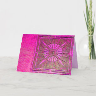 MORNING STAR Pink,Fuchsia Black, Monogram Note Card