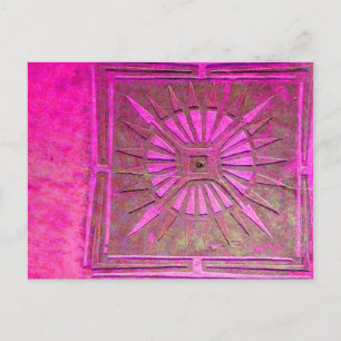 MORNING STAR Pink,Fuchsia Black, Monogram Postcard