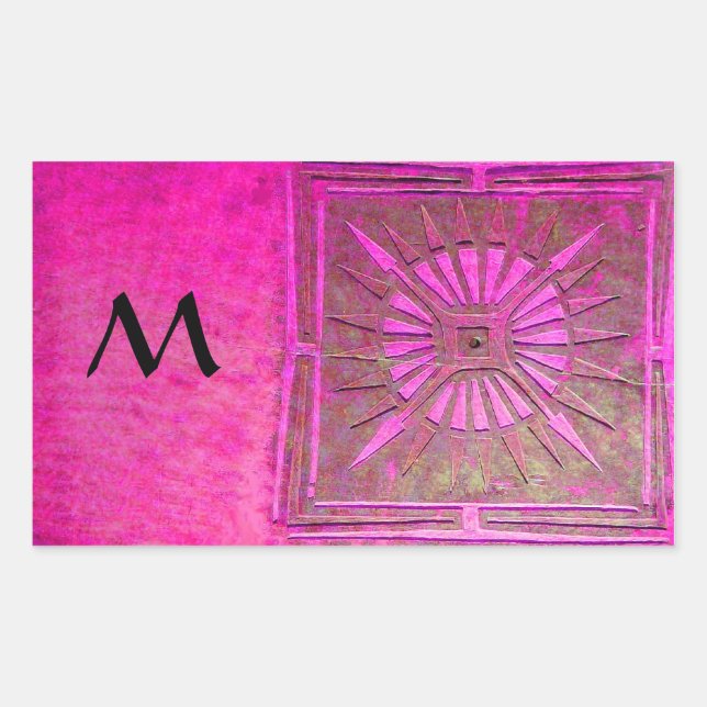 MORNING STAR Pink,Fuchsia Black, Monogram Sticker (Front)