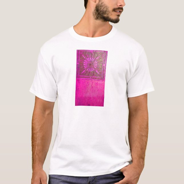 MORNING STAR Pink,Fuchsia Black, Monogram T-Shirt (Front)