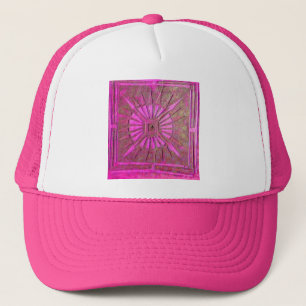 MORNING STAR Pink,Fuchsia Black, Monogram Trucker Hat