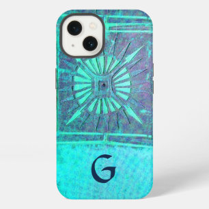 MORNING STAR Turquoise Aqua Blue,Teal, Monogram C iPhone 13 Case