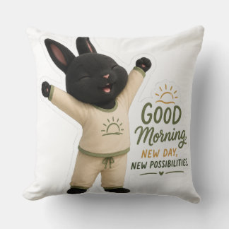 Morning Stretch Bunny Sticker Throw Pillow