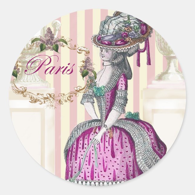 Morning stroll down the Champs-Élysées Classic Round Sticker (Front)