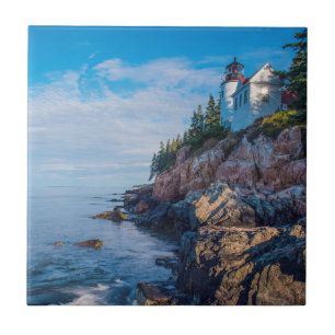 Morning Sun At Bass Harbour Lighthouse Tile