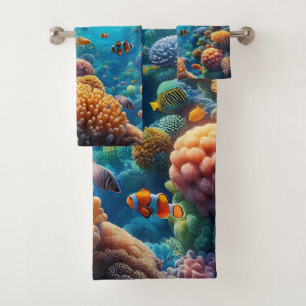 Morning Sun Rises over a Tropical Ocean Seascape Bath Towel Set